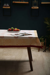 Dynamic Duet Hand block Print Table Cover